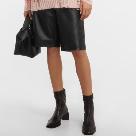 Acne Studios Logo Black Leather Short Boots - Picture 3 of 4